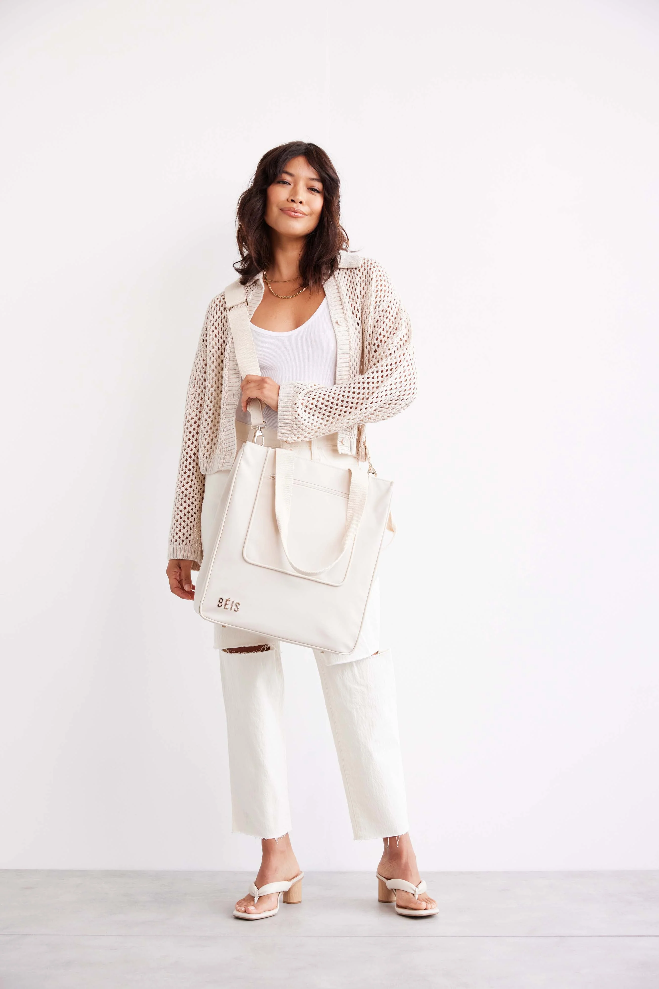 The North To South Tote in Beige - Image 7