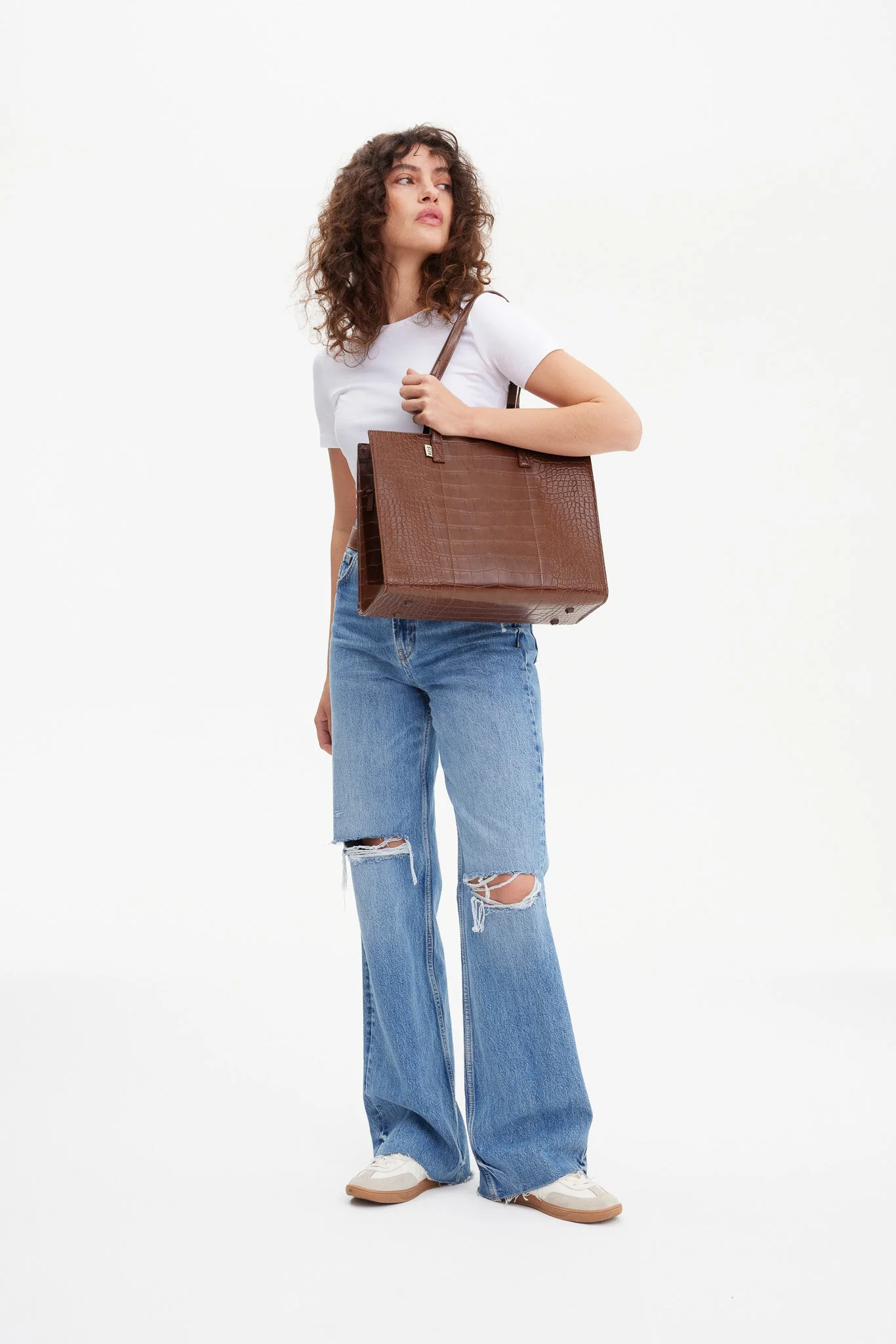 The Work Tote in Maple Croc - Image 3